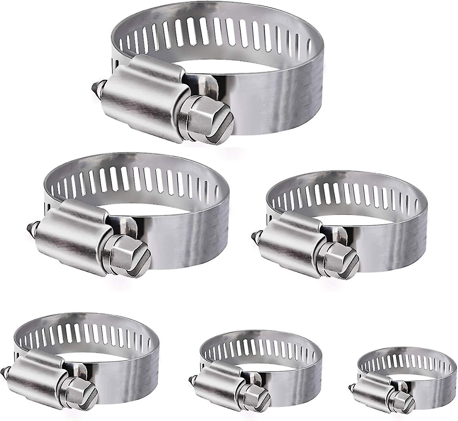 Hose Clips， 36 Pieces Adjustable 6-51mm Range Stainless Steel Hose Clamps Assortment Of 8 Sizes For Family Water Hose