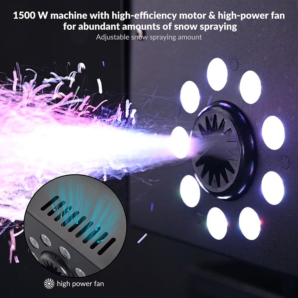 Yescom LED Snow Machine with Remote DMX RGB Lights 1500W