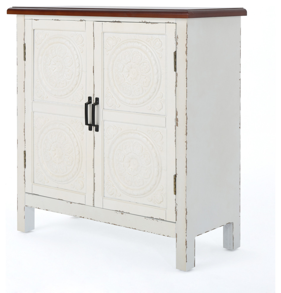 GDF Studio Aliana Shabby Painted Accent Cabinet   French Country   Accent Chests And Cabinets   by GDFStudio  Houzz