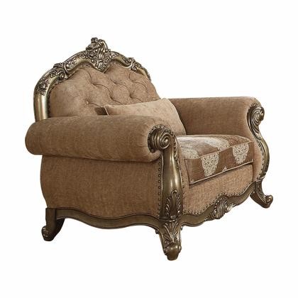 HomeRoots 347291 35 X 46 X 42 Fabric Vintage Oak Upholstery Poly Resin Chair with 1 Pillow