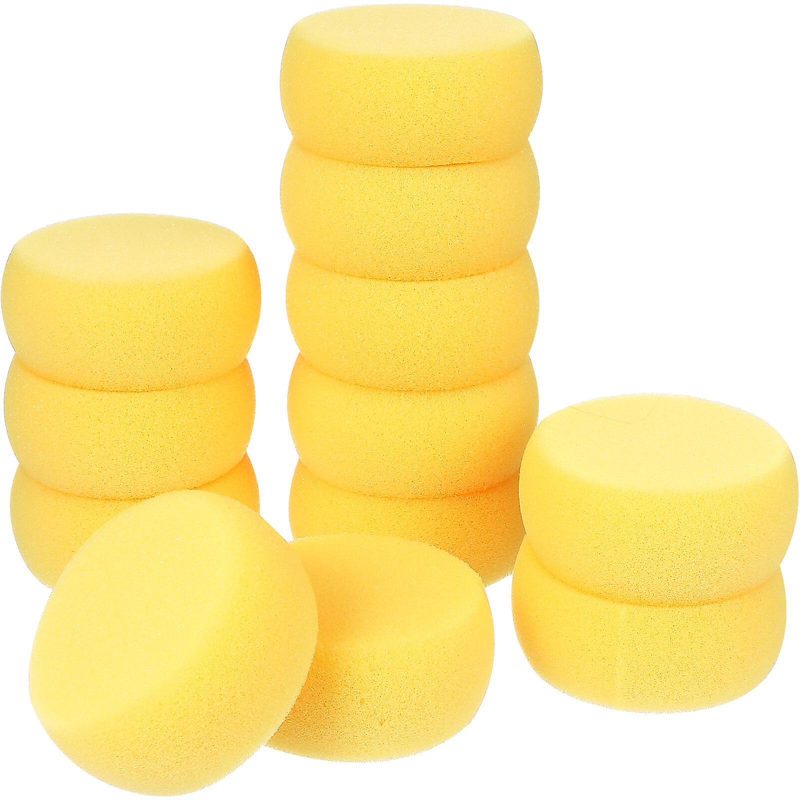 12pcs Round Synthetic Watercolor Artist Sponges For Painting Crafts Pottery (yellow)