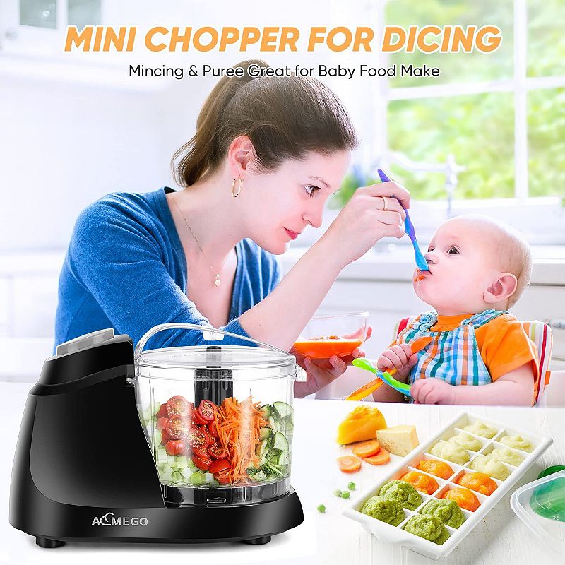 Aemego Mini Food Processor 1.5 Cup Meat and Vegetable Electric Food Chopper Detachable Small Food Grinder with Stainless Steel Blade for Dicing Mincing Blending Puree