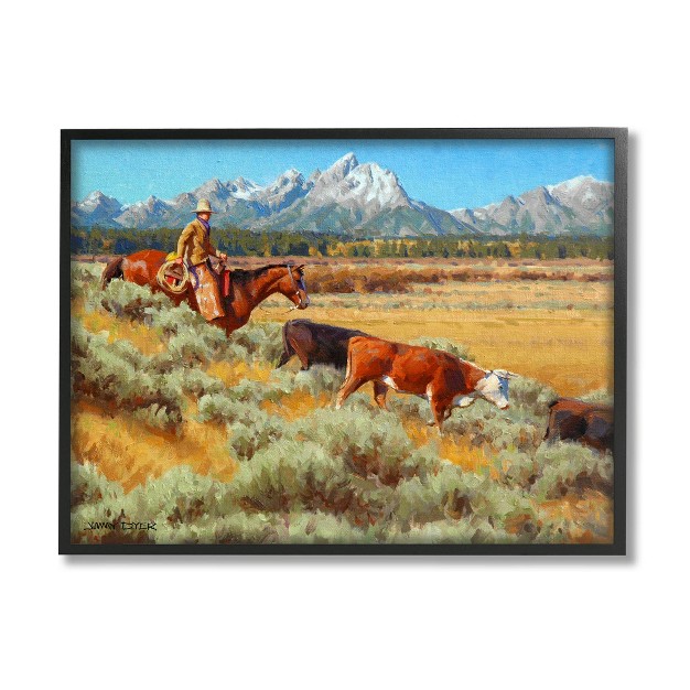 Stupell Industries Western Ranch Horse Cattle Framed Giclee Art