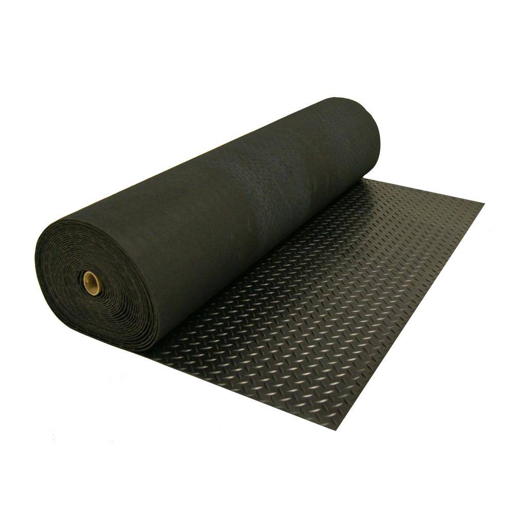 Rubber-Cal Diamond Plate 4 ft. x 5 ft. Black Rubber Flooring (20 sq. ft.) 03-206-W100-05