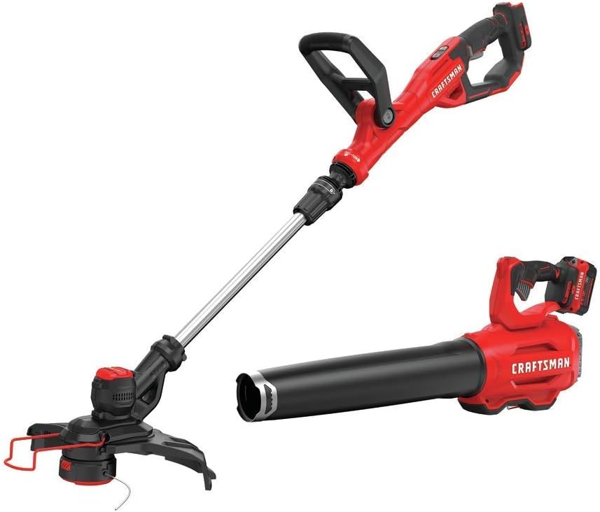 CRAFTSMAN V20 String Trimmer and Leaf Blower Combo Kit， Cordless (CMCK297M1)