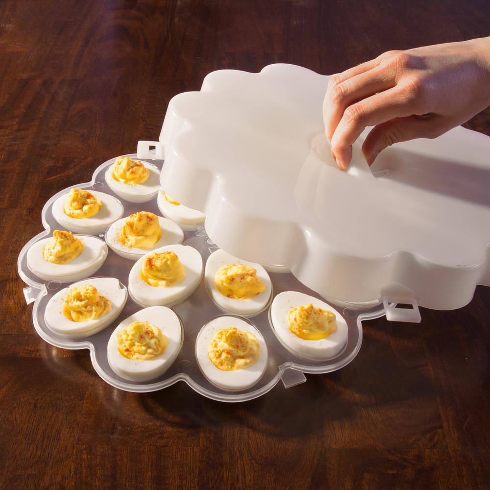 Chef Buddy Deviled Egg Trays with Snap On Lids Holds 36 Eggs (Set of 2) 82-Y3458