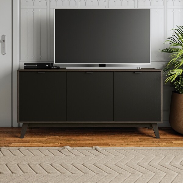 3 Door Sideboard-59 in. Wide in Brown/Black Finish， for Storage- 59 in.W x 28.3 in.H x 17.7 in.D