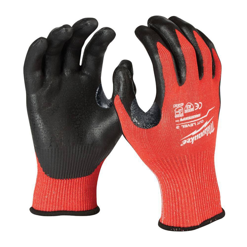 MW Large Red Nitrile Level 3 Cut Resistant Dipped Work Gloves 48-22-8932