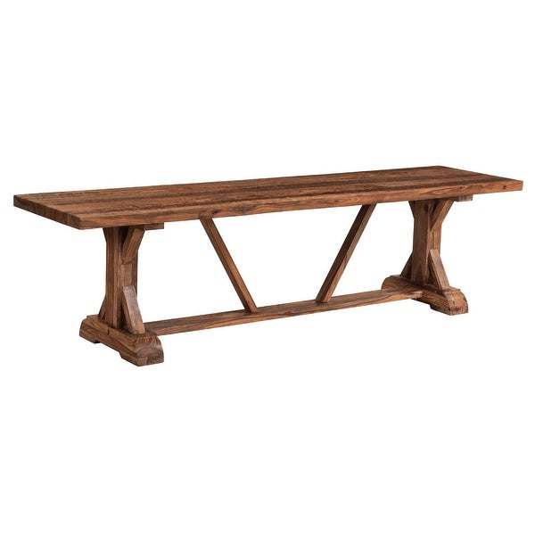 Carson Extotic Solid Sheesham Wood Dining Bench with Trestle Base and Chattermark Finish