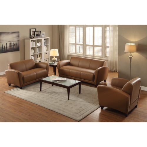 Lorell Mahogany Finish Reception Loveseat (68947)