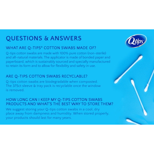 Q Tips Cotton Swabs  375 Piece  1 per case