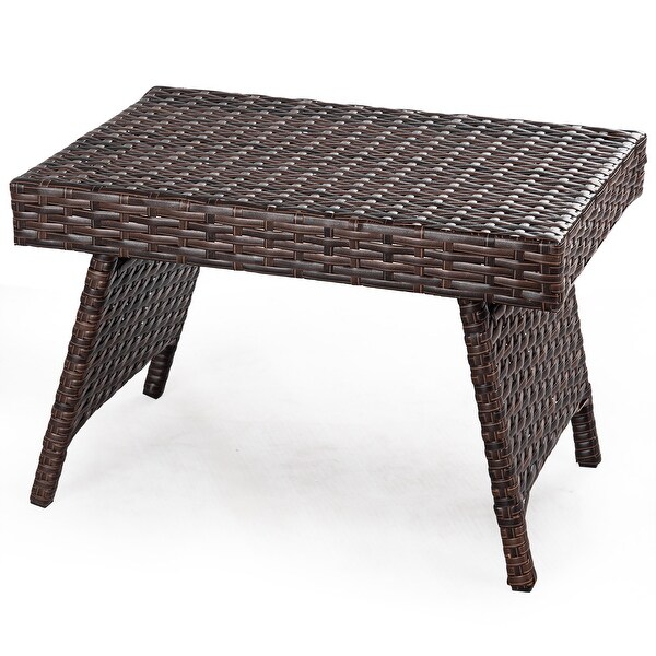 Outdoor Wicker Table Patio Rattan Folding Coffee Table Side Table