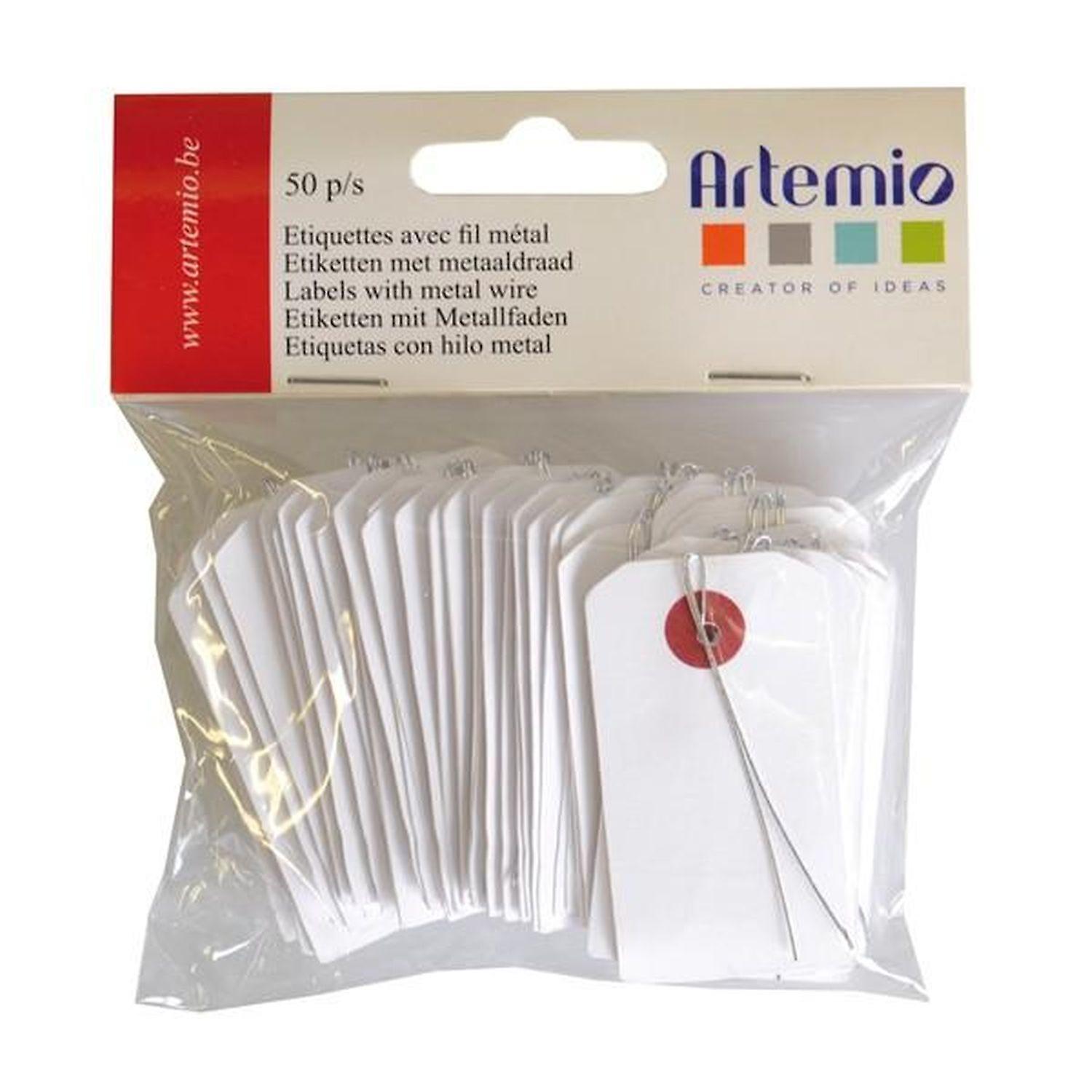 150 mini white labels with metallic thread 3 x 5.5 cm