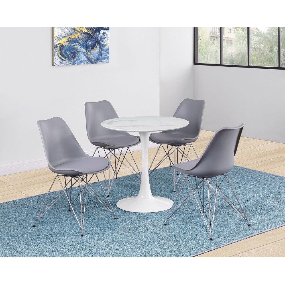 Round Dining Table in White Finish