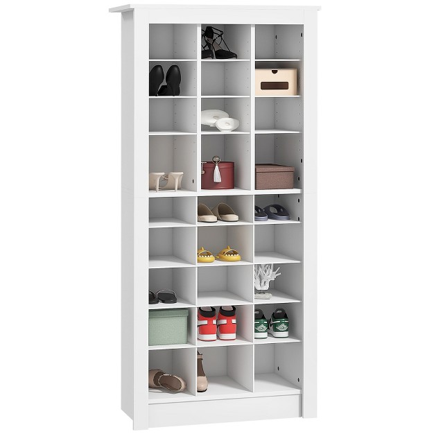 Narrow Shoe Cabinet For Entryway Tall Shoe Rack Storage Organizer With Adjustable Shelves For 27 Pairs Of Shoes For Hallway White