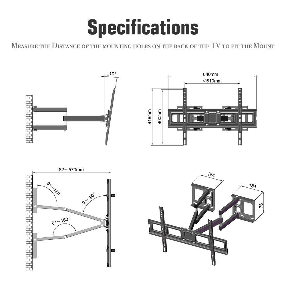 Winado 32 in. to 70 in. Corner Full Motion TV Wall Mount for TV 360112709148