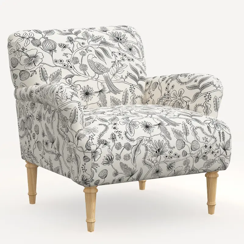 Rifle Paper Co. Bristol Aviary Cream and Black Accent Chair