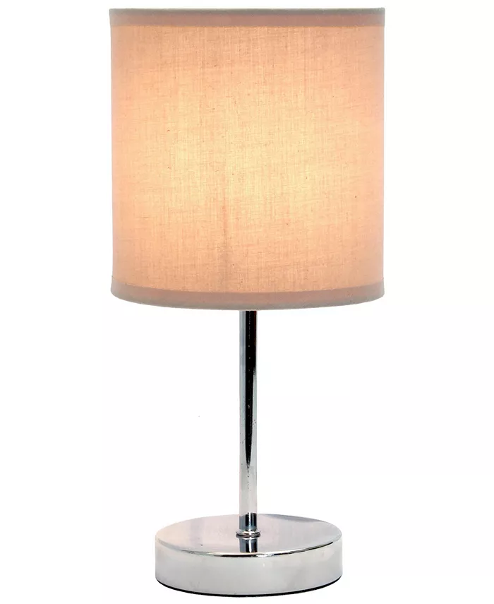 All The Rages Simple Designs Chrome Mini Basic Table Lamp with Fabric Shade