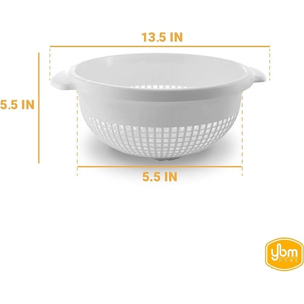 YBM Home 14 In. Round Deep Plastic Colander for Pasta， Vegetables