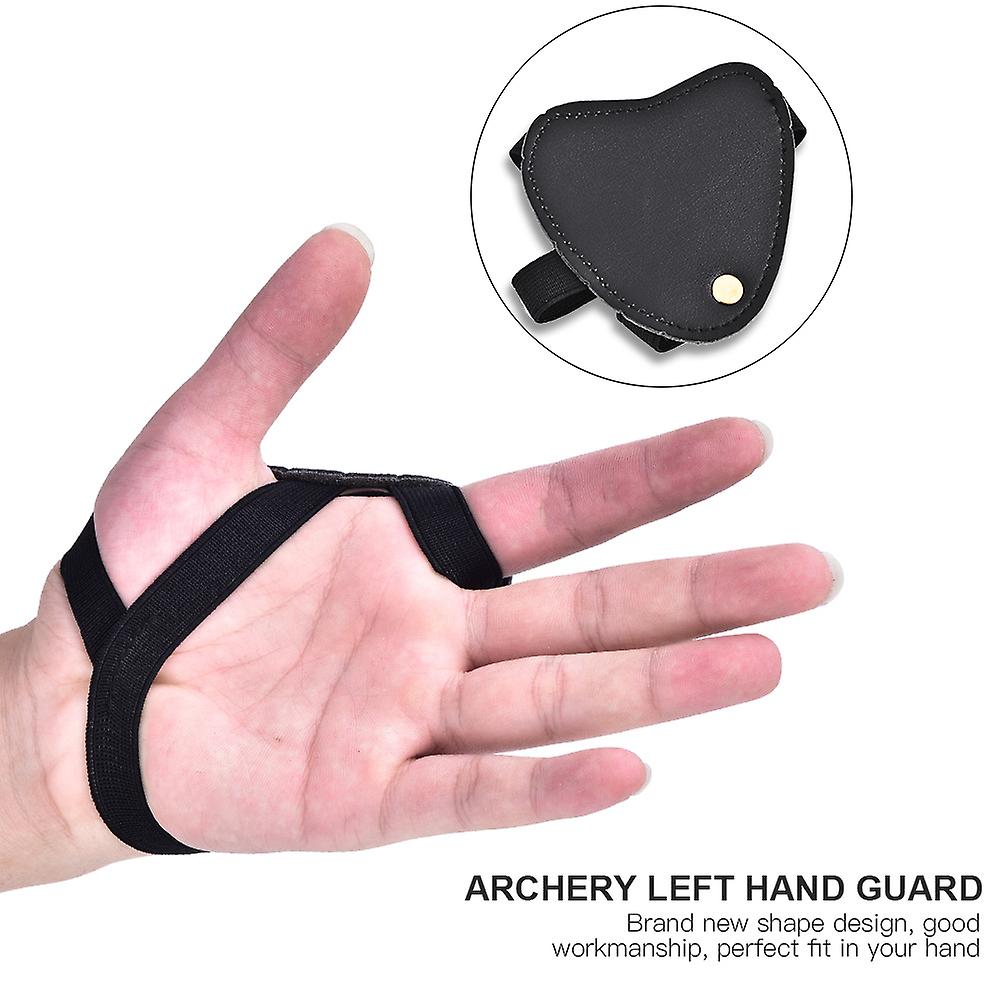 Bow Arrow Archery Left Hand Guard Pu Protective Gloves Shooting Protector(black)