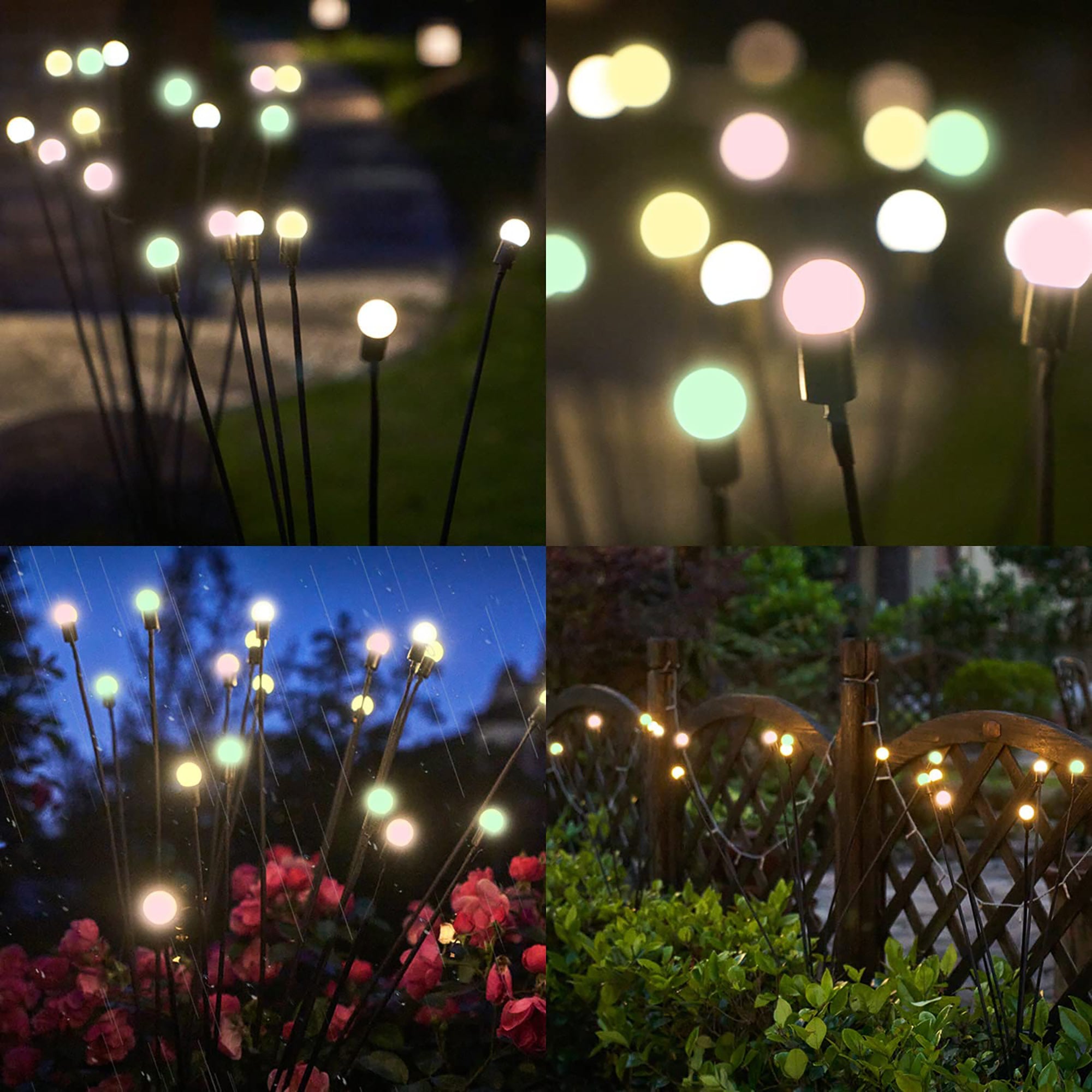 TOANEL 2Pcs Solar Garden Lights Outdoor Powered Firefly Lights Solar Starburst Swaying Decor Lights for Pathway Landscape Yard Patio