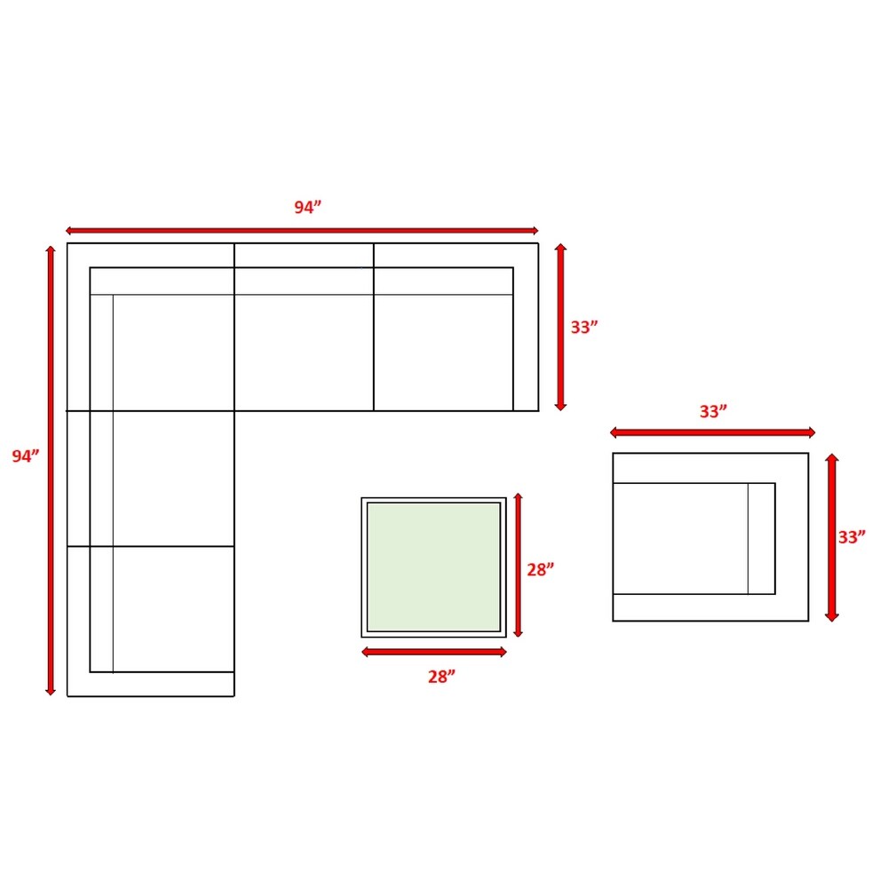 LSI 7 Piece Sectional Seating Group With Sunbrella Cushion