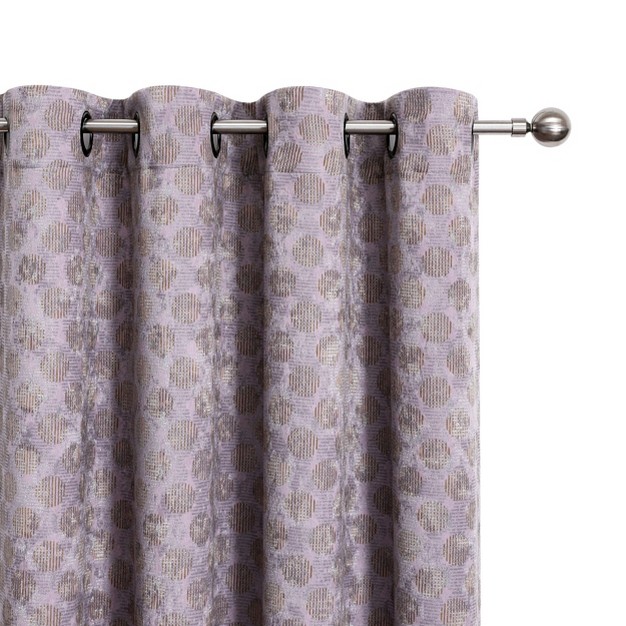 Kate Aurora 2 Piece Contemporary Chic Metallic Abstract Circles Light Filtering Grommet Top Curtains