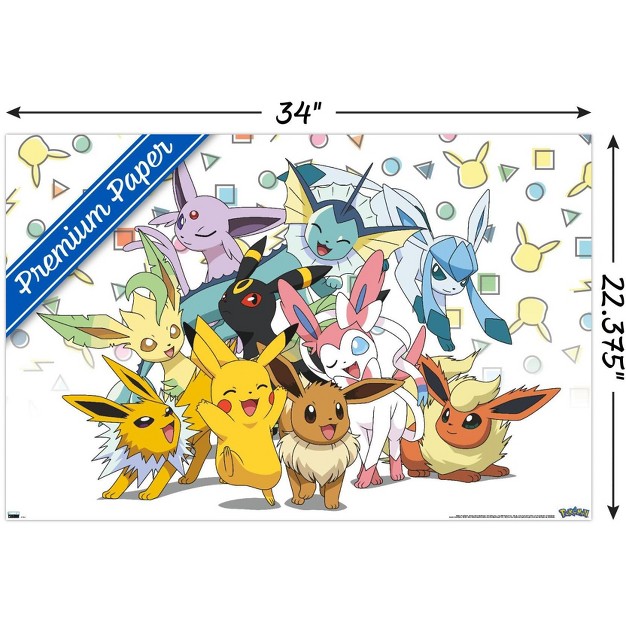 Trends International Pokemon Pikachu Eevee And Its Evolutions Unframed Wall Poster Prints