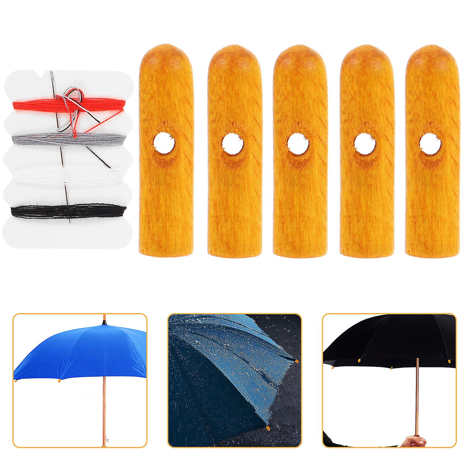 10 Pcs Rain Umbrella Tail Beads Foldable Umbrella Tail Beads Wooden Umbrella Bone Covers