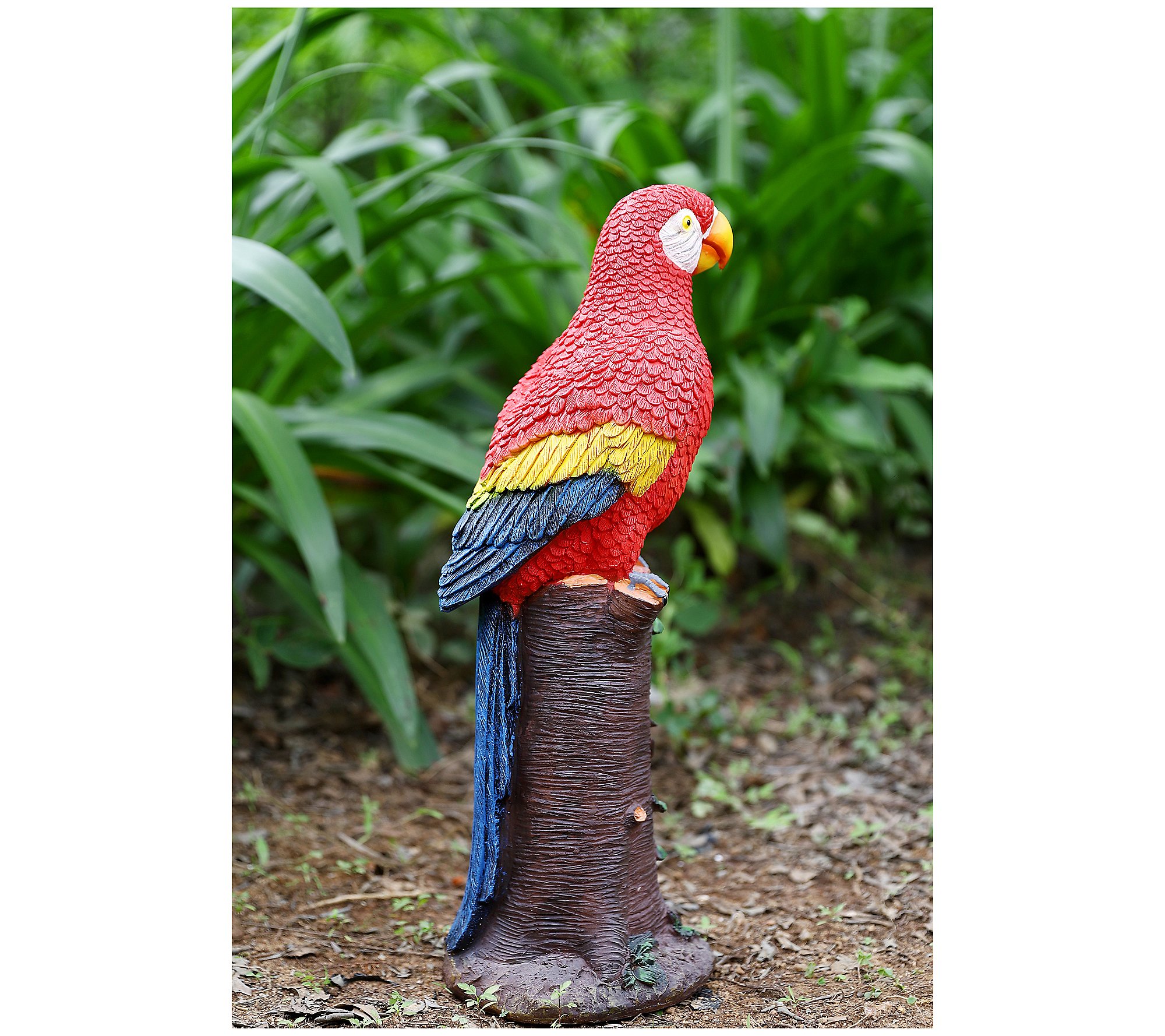 Techko Red Parrot Statue with Solar Spotlight