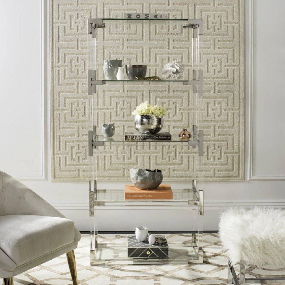 Lottie Acrylic Bookshelf Chrome   Contemporary   Bookcases   by Peachtree Fine Furniture  Houzz