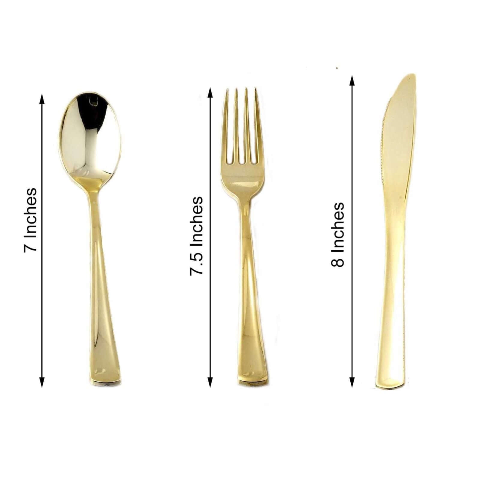 24 Pack Metallic Gold Classic Heavy Duty Plastic Utensil Set, Disposable Silverware 7