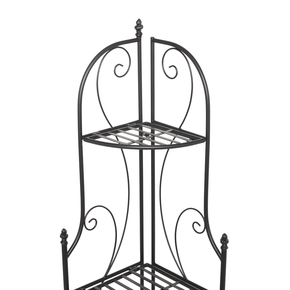 Black Iron Contemporary Bakers Rack   17 x 11 x 46