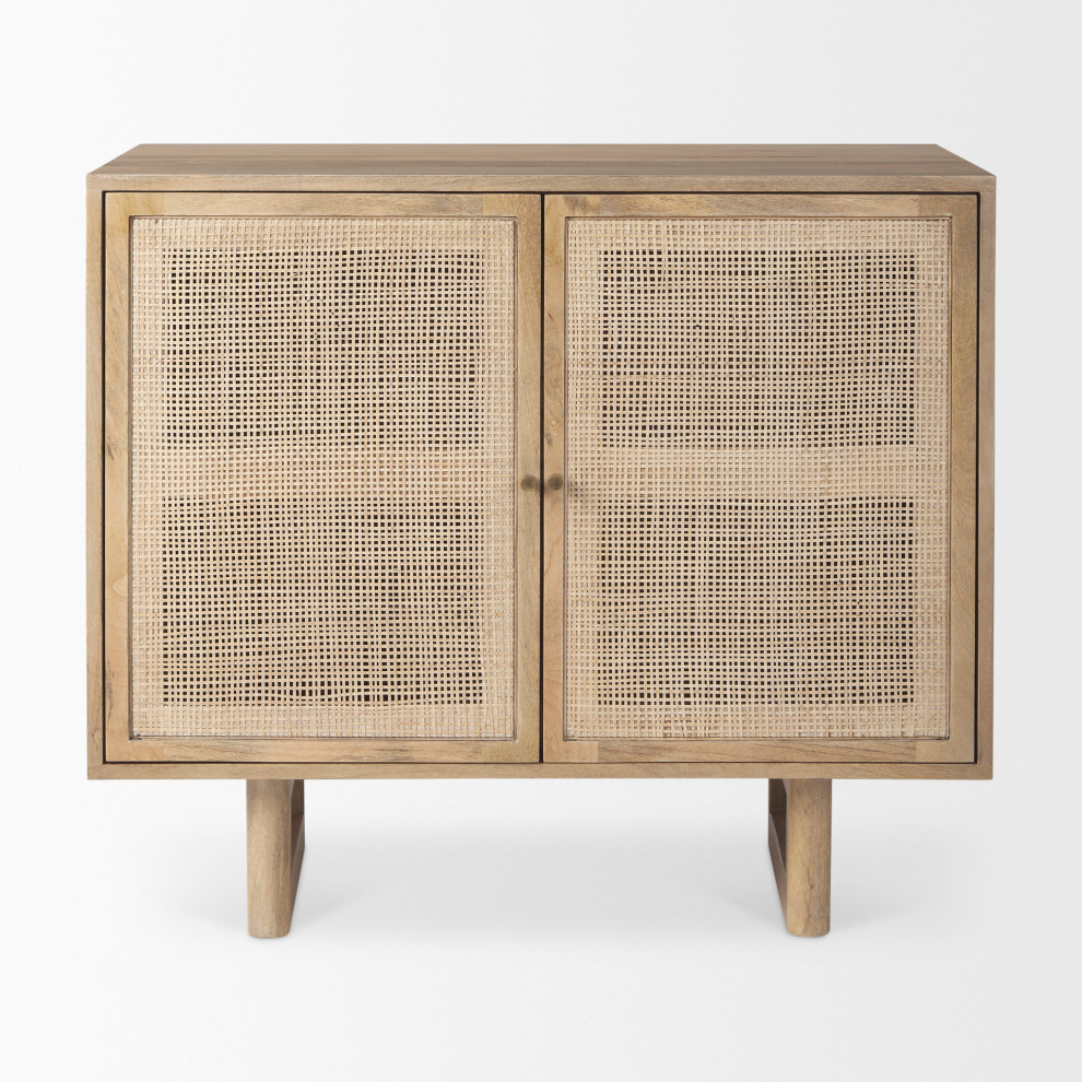 Grier Light Brown Solid Wood And Cane Accent Cabinet   Tropical   Accent Chests And Cabinets   by Mercana  Houzz