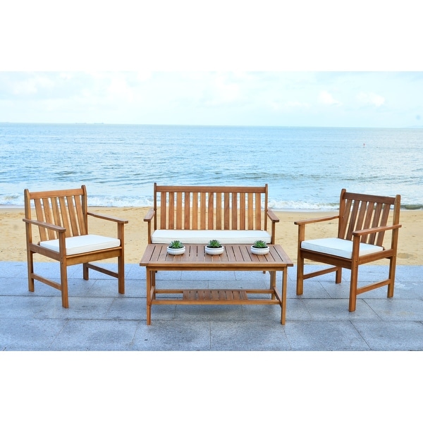 SAFAVIEH Outdoor Living Burbank Brown Acacia Wood 4piece Furniture Set