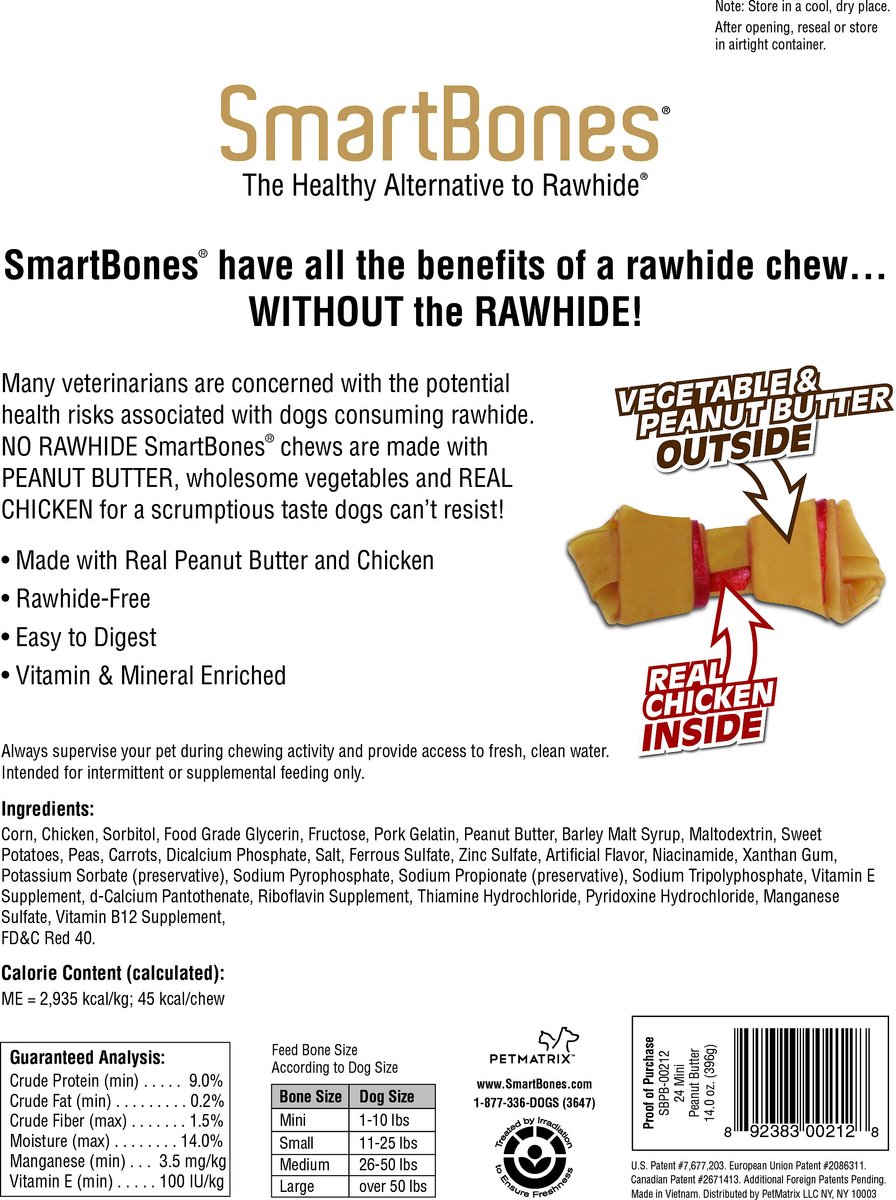 SmartBones Mini Peanut Butter Chew Bones Dog Treats