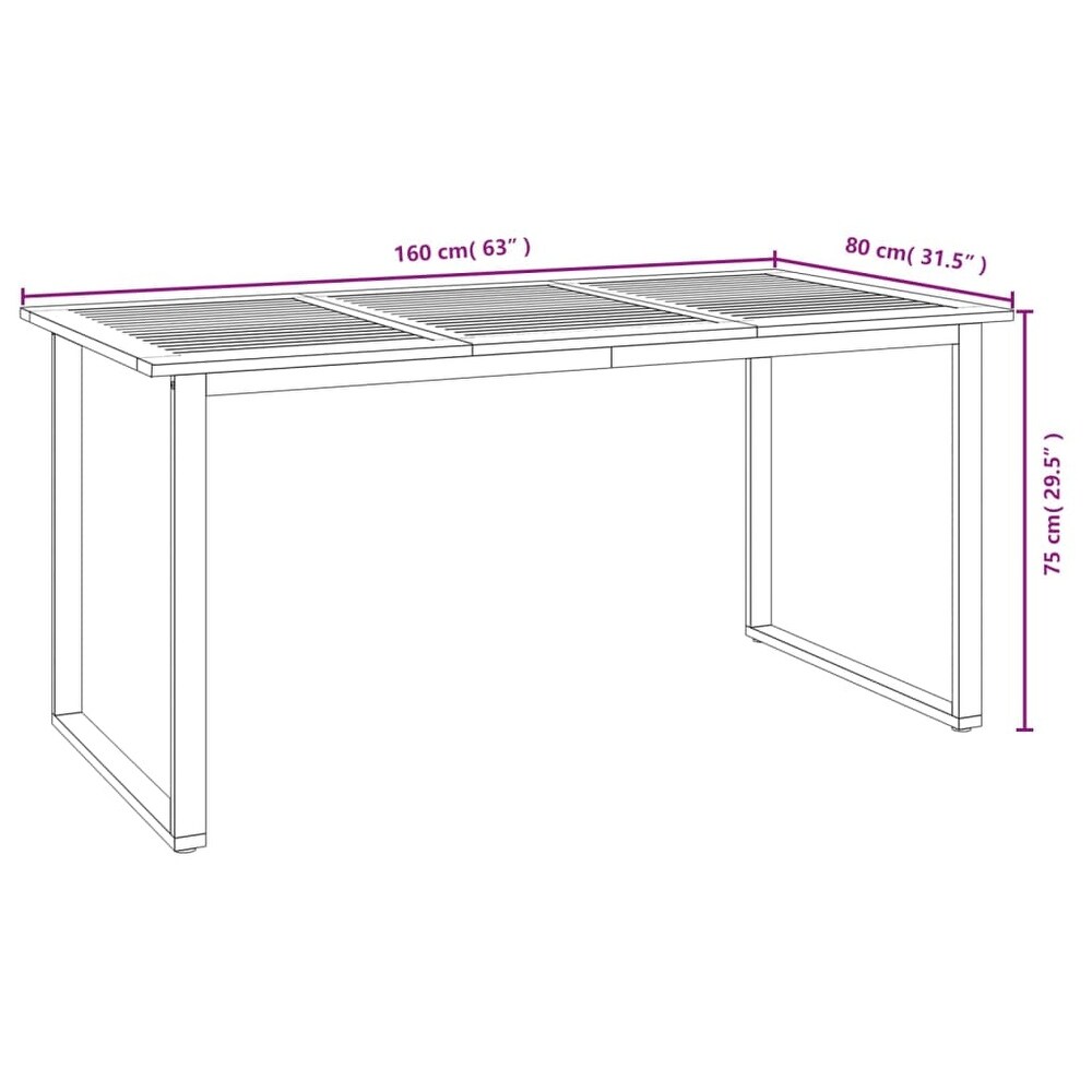 vidaXL Patio Table with U shaped Legs 63\