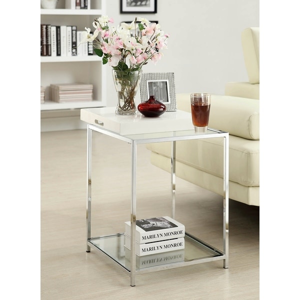 Silver Orchid Makay Vintage Glam End Table with Removable Tray