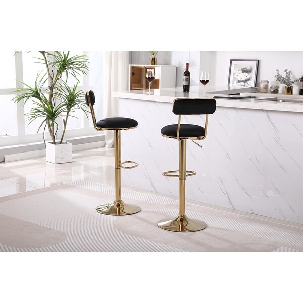 2 Pcs Bar Stools with Back and Footrest