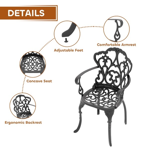 5/7Piece Cast Aluminum Outdoor Dining Set with 48.03 in. Round Table and Random Color Cushions