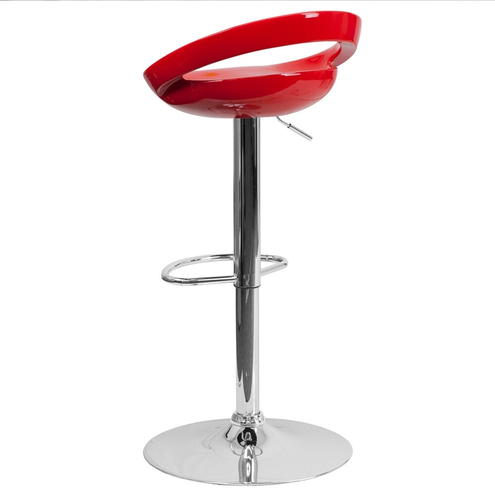 Plastic Rounded Cutout Back Adjustable Height Bar Stool   18.25\