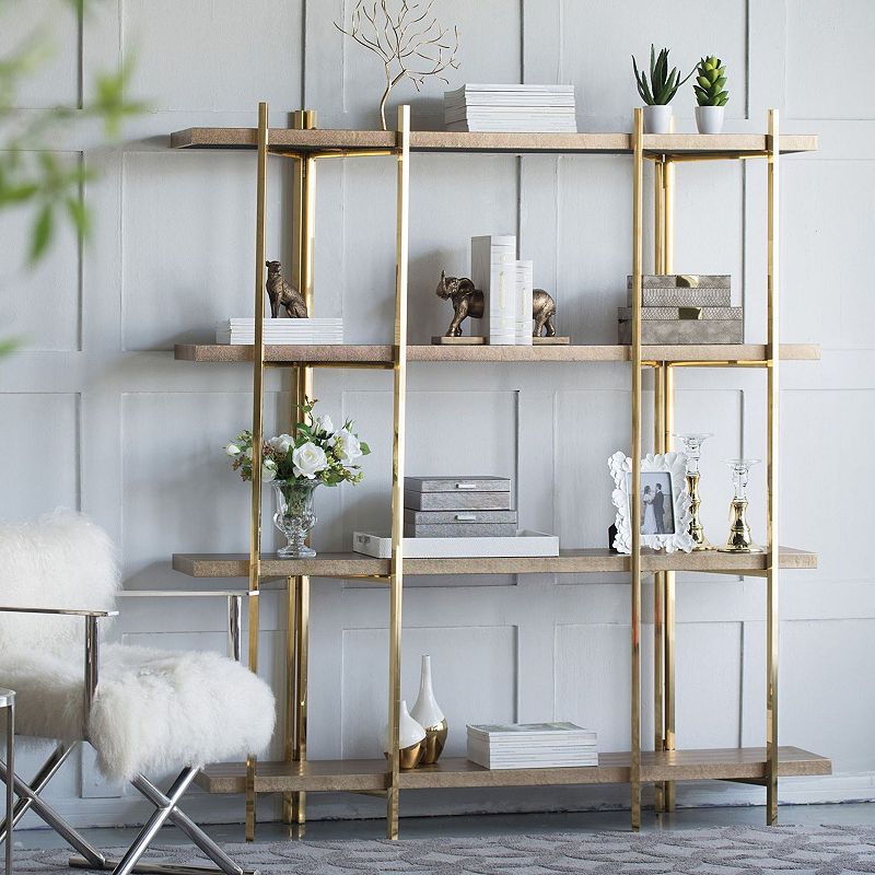 5.9 Gold and Brown Four Tier Bookshelf with Frame