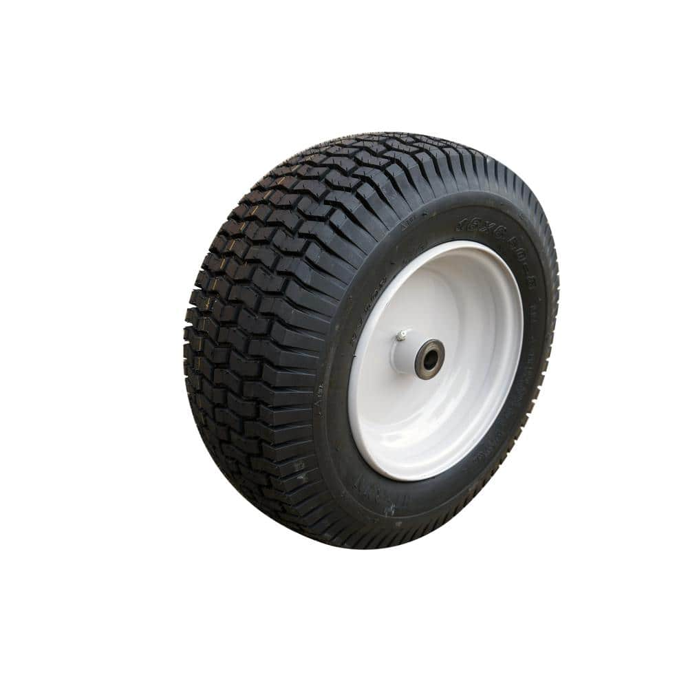 Hi-Run Lawn/Garden Tire 16 in. x 6.50 in.-8 2Ply SU12 Mounted on 8 in. x 5.375 in. Grayish White Wheel w/(3/4 I.D.) Bushings ASB1084