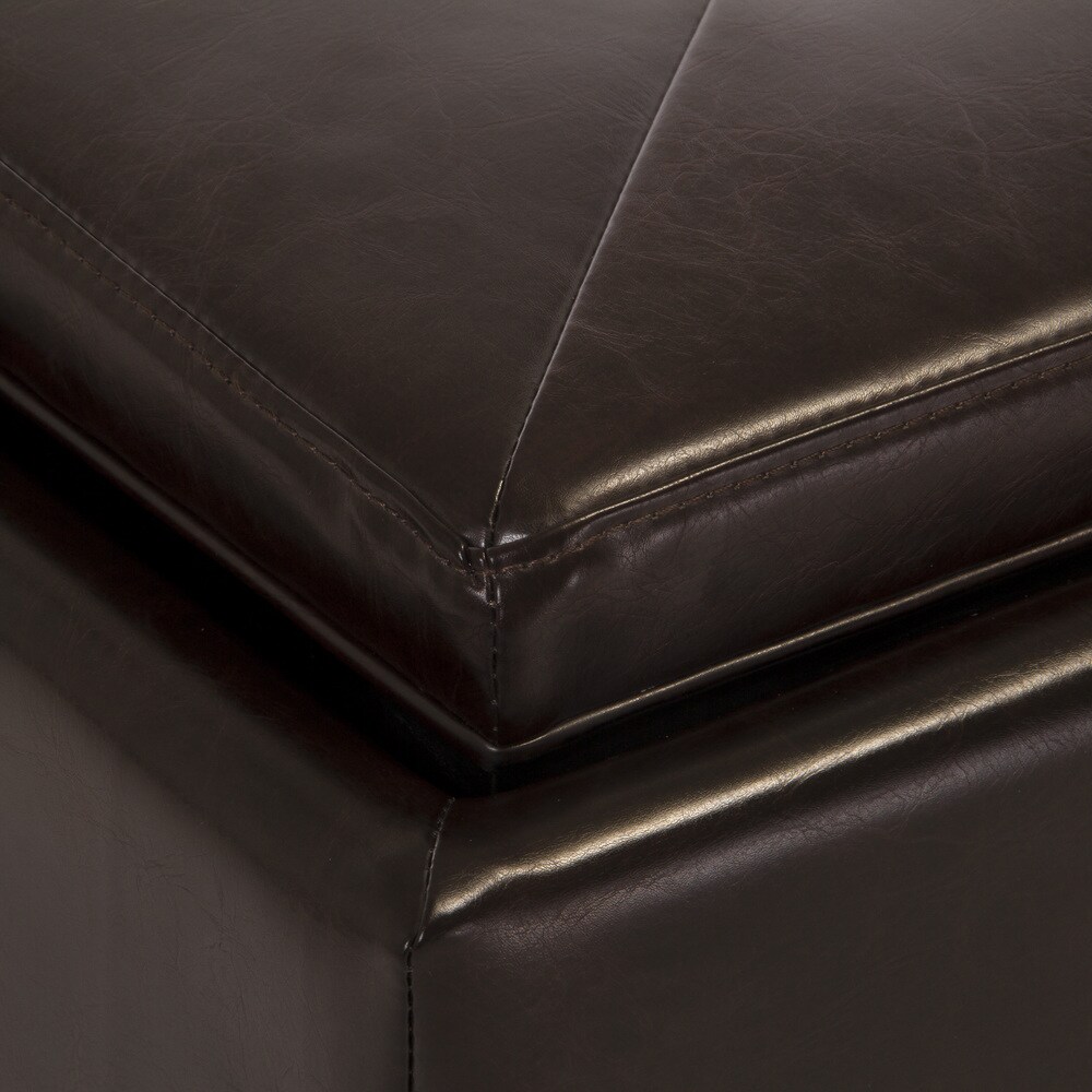 Maxwell Bonded Leather Double Tray Ottoman by Christopher Knight Home