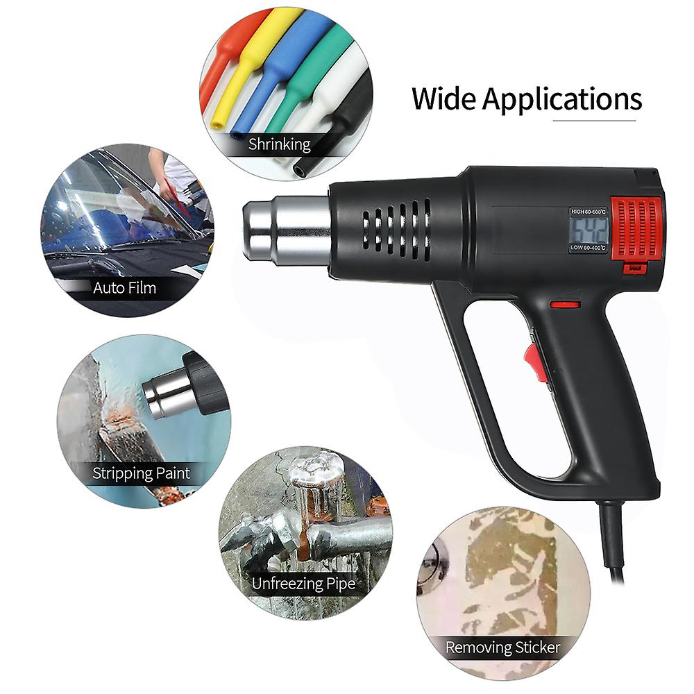 2000w Industrial Fast Heating Hot Air Gun Lcd Digital Temperature-controlled High Quality Handheld Heat Blower Electric Adjustable Temperature Heat Gu