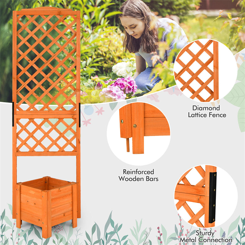 Wooden Raised Garden Bed 71¡± High Planter with Trellis for Plant Flower Climbing Pot Hanging