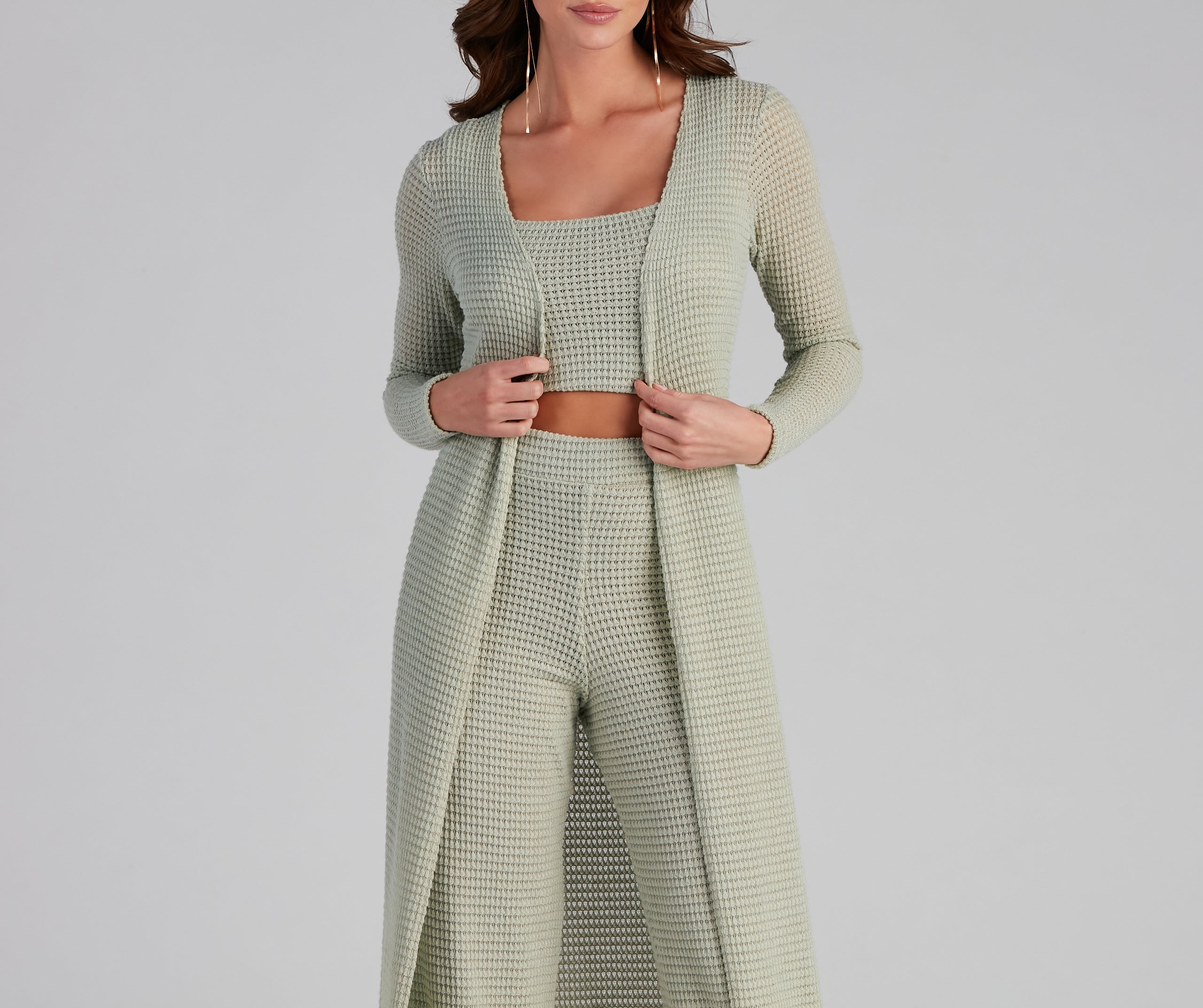 Trendy Textures Long Sleeve Duster