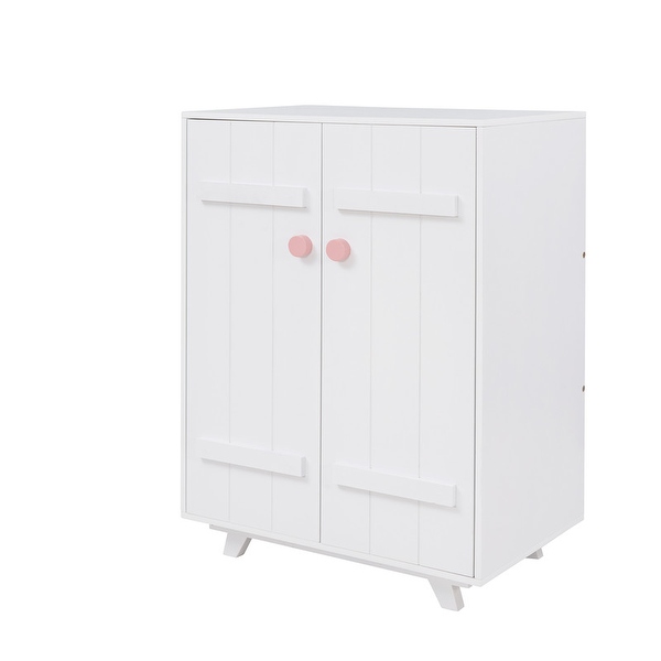 Wooden Wardrobe Cabinet with Hanging Rod， Storage Armoires with Doors for Kids' Room - - 36653319