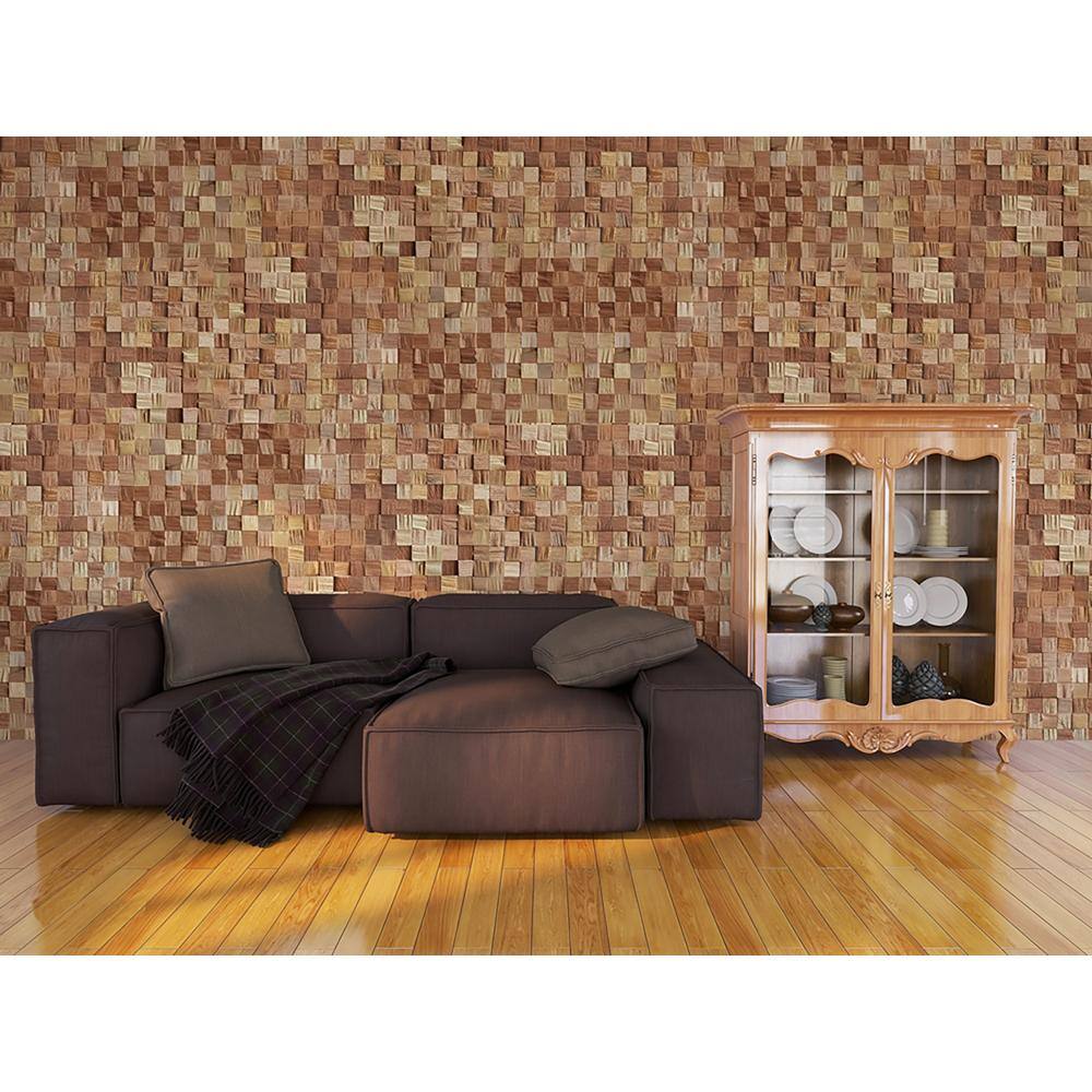 Wallscapes 1 in. x 14 in. x 1 ft. Americano Meranti Cube Square Edge Hardwood Boards (8-Pack 11. 16 sq. ft.) WSWCCUBE-AM