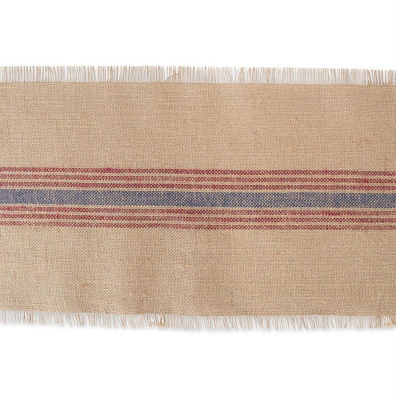 108 Brown and Red Middle Stripe Printed Rectangular Table Runner